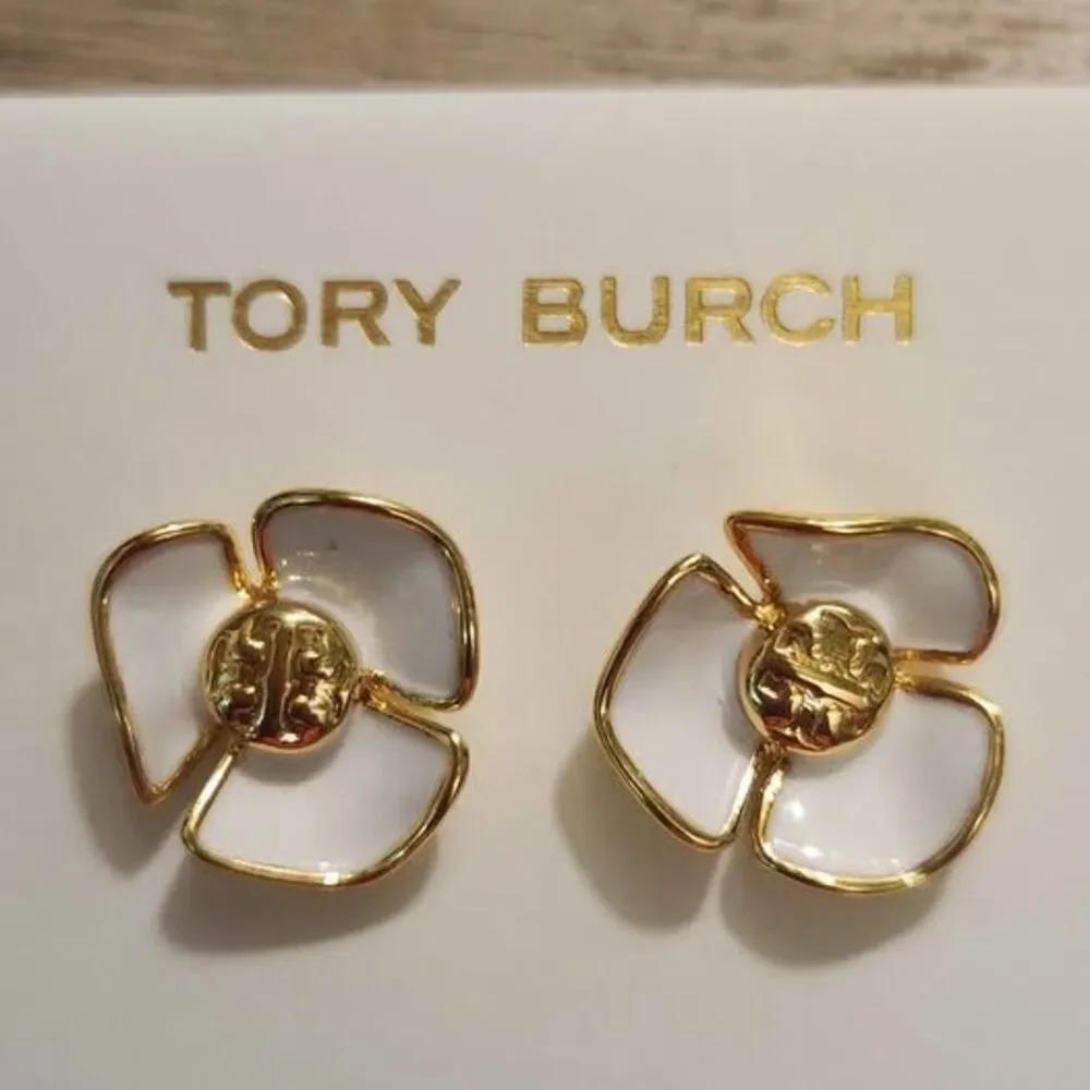 Tory Burch Goldtone Flower Earrings NEW